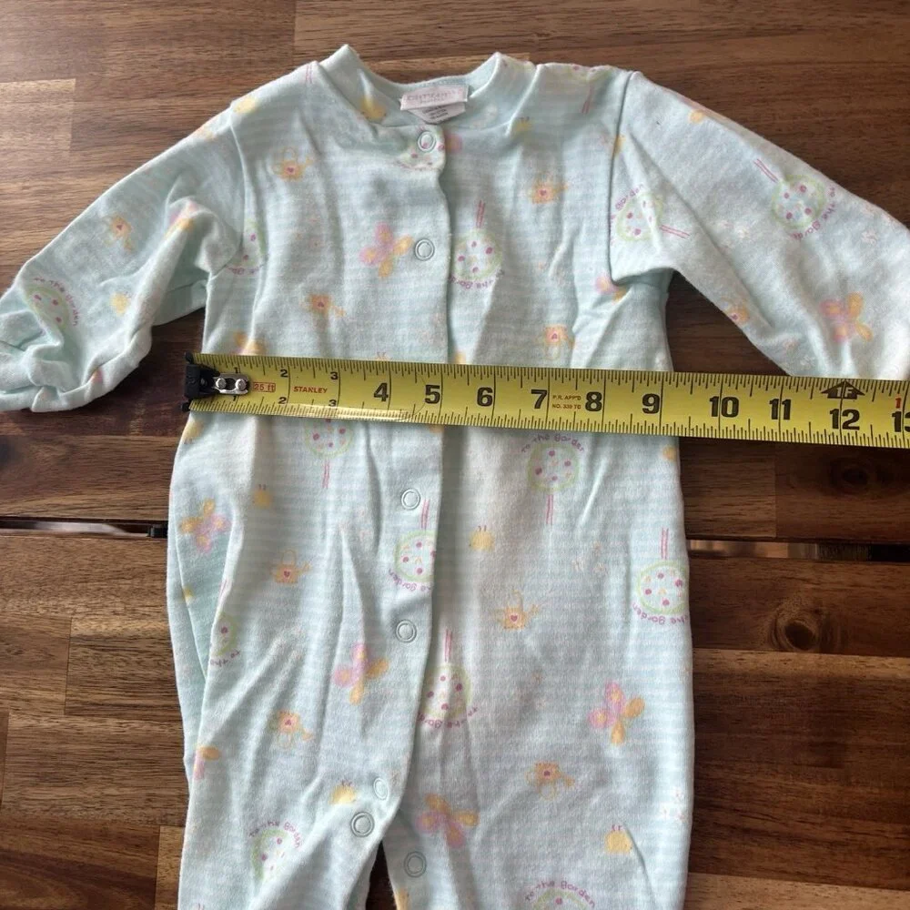Vtg 1990s Carter’s Pastel Butterflies Tree Long Sleeve Snap Footie Size 6-9month